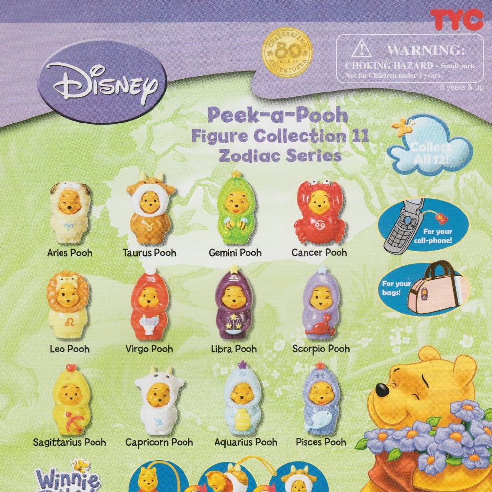 Winnie Pooh Peek-a-Pooh #11 Zodiac Complete Series of 12 Walt Disney